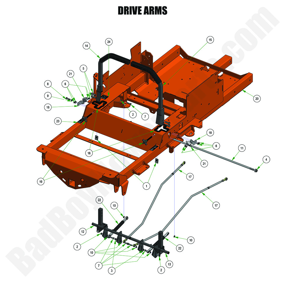 3498 - Bad Boy Mower Parts Lookup > 2024 > Renegade - Gas > Drive Arms